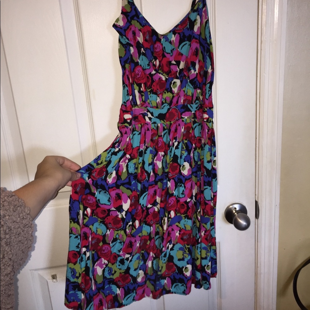 Floral Ruffle Neckline Sun Dress